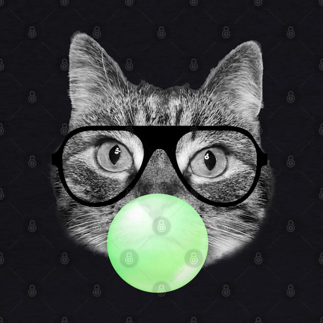 Cute fluffy kitten and green bubble gum by Purrfect